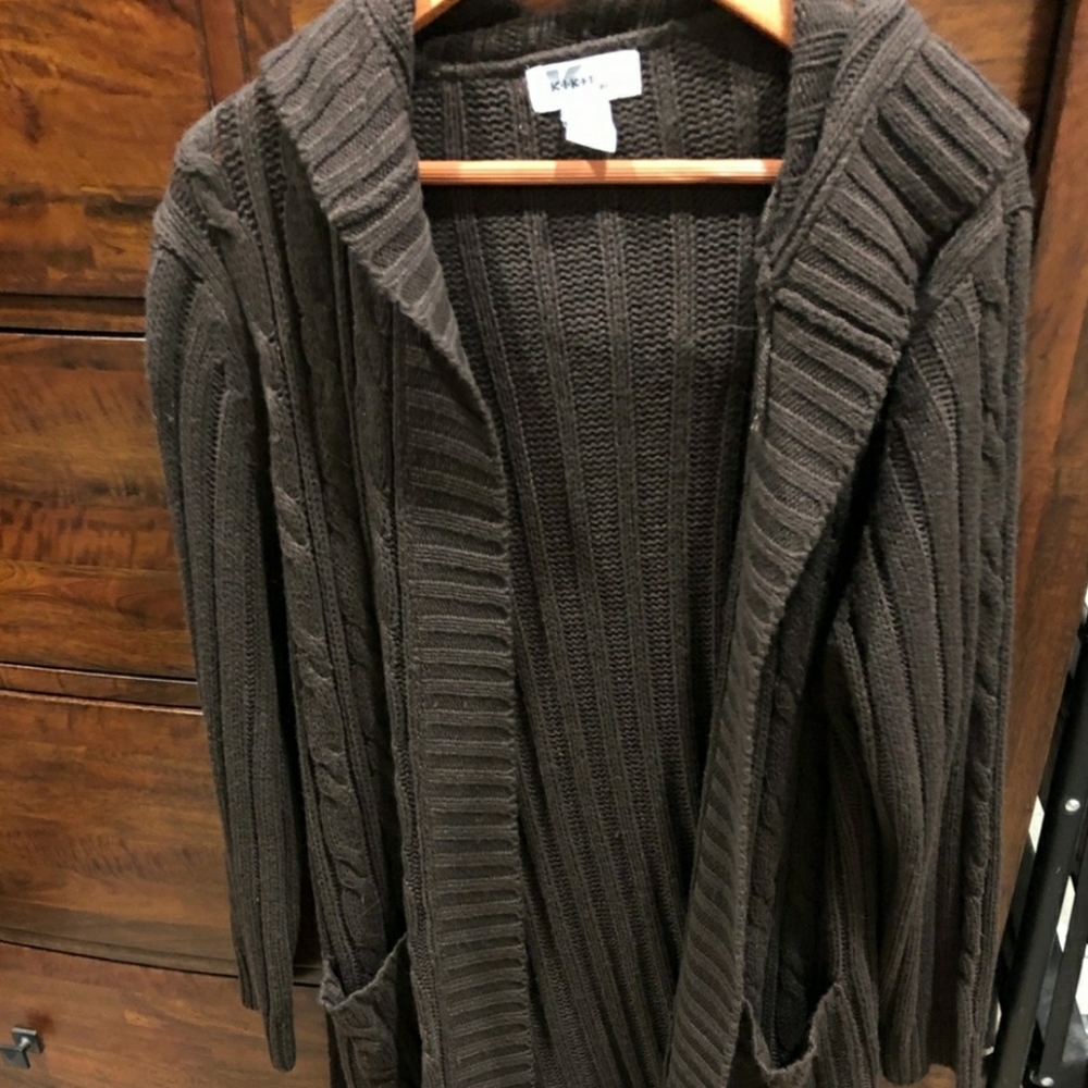 Chocolate brown hooded sweater.
